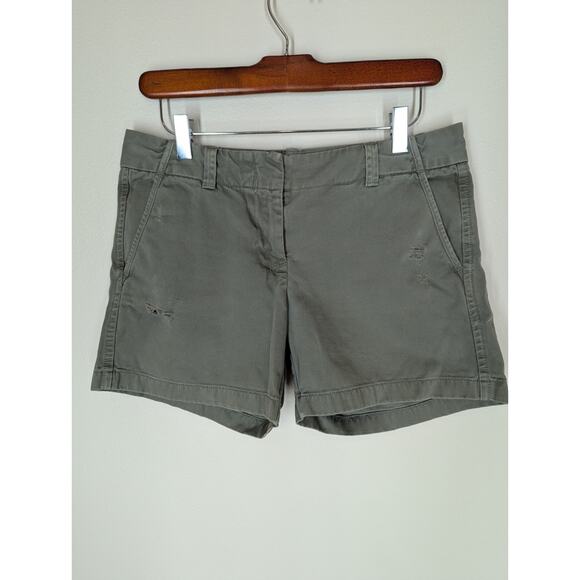 J.Crew Women's Olive Green Chino BROKEN-IN Boyfriend Shorts - Size 4 - EUC - Picture 1 of 7